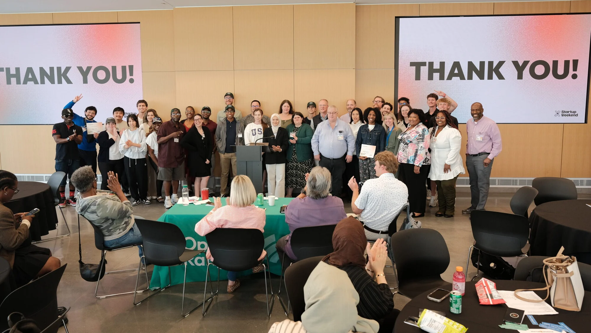 Startup Weekend participants on stage