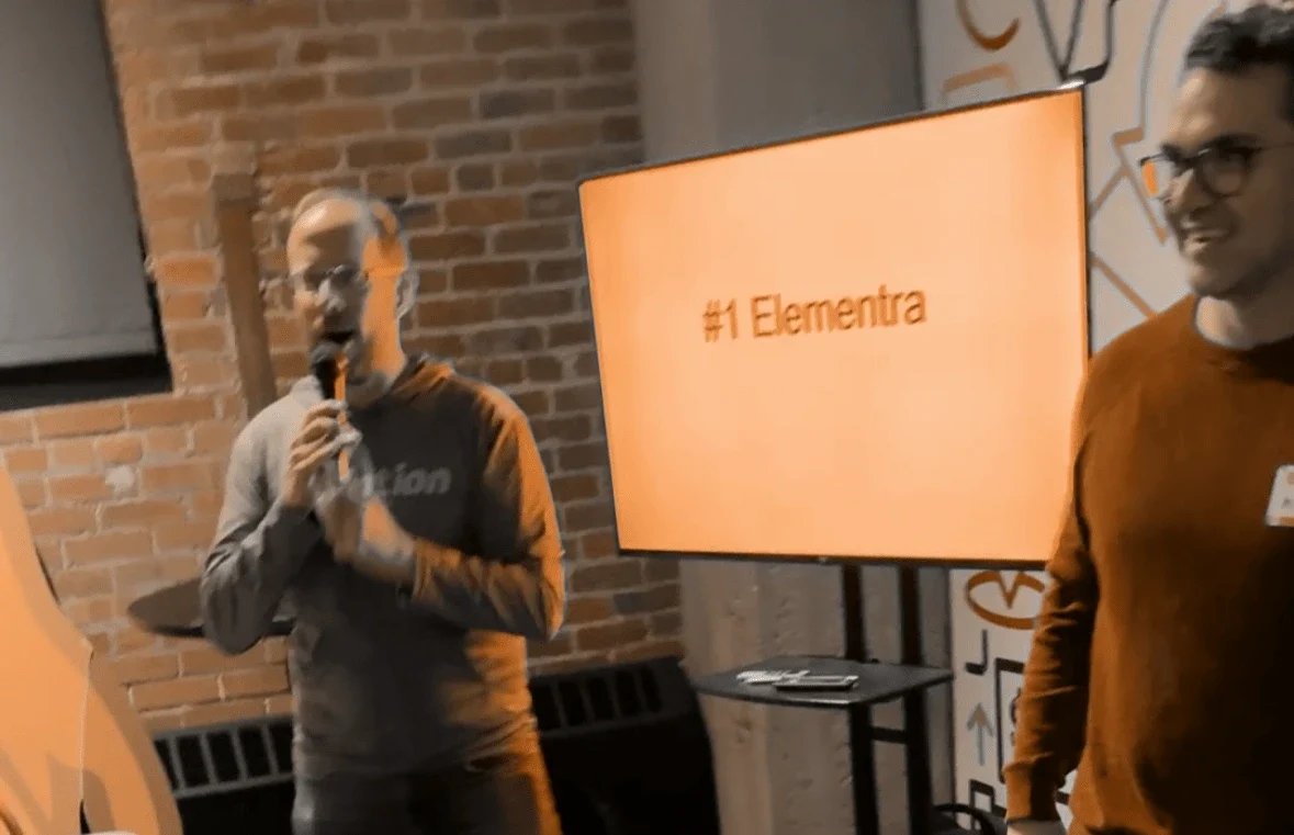 Results screen showing Elementra in first place