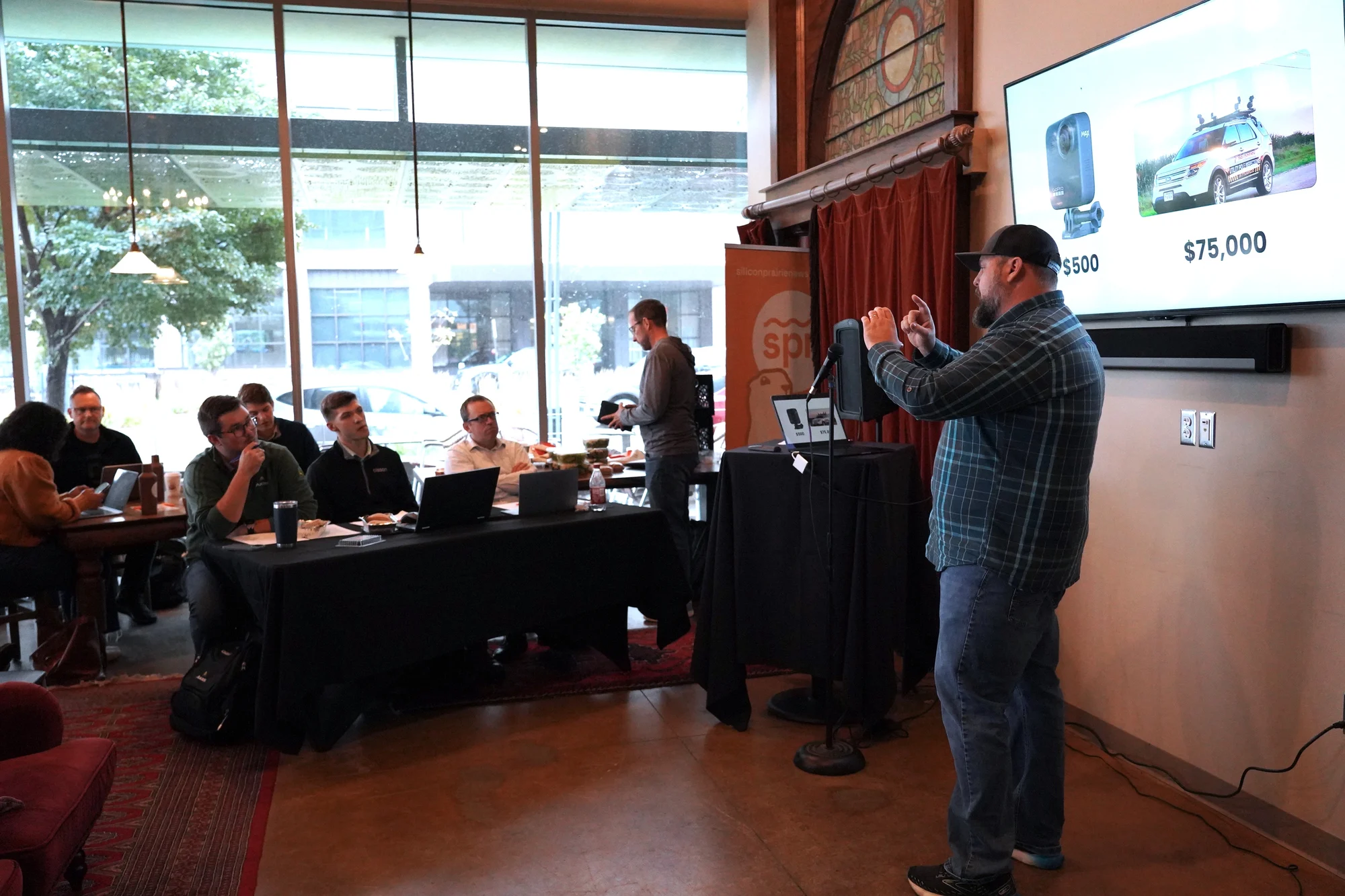 A team pitching to the JumpStart judges