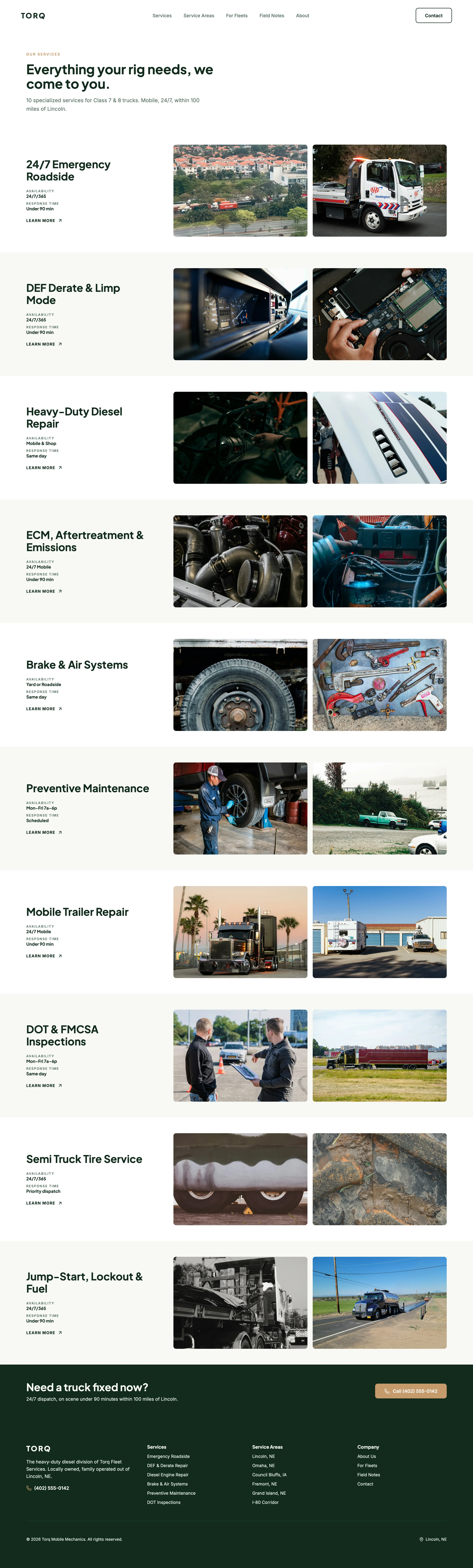 Mobile Mechanics services page