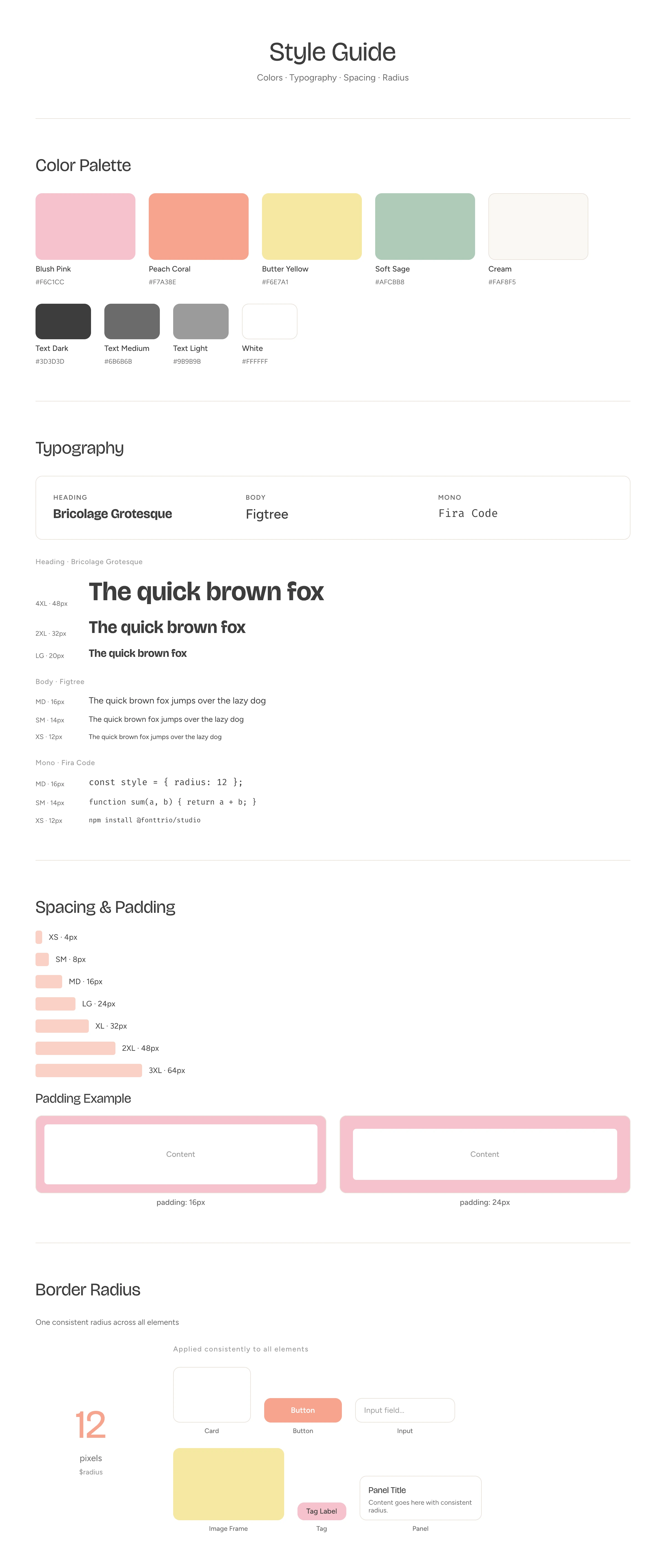 Petal & Glow style guide